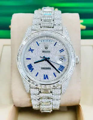 Rolex Day-Date 40 228206 Platinum Custom Diamond Set Baguette Bezel Watch MINT • $79950