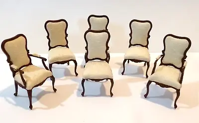 Set Of 6 BESPAQ DOLLHOUSE MINIATURE DINING ROOM CHAIRS 4425/4426  MH Light Cream • $183.80