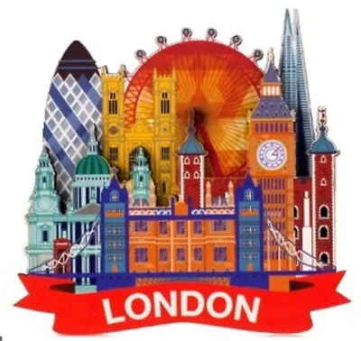 London Fridge Magnet Souvenir Landmarks Skyline Tower Bridge Big Ben Cathedral • £3.95