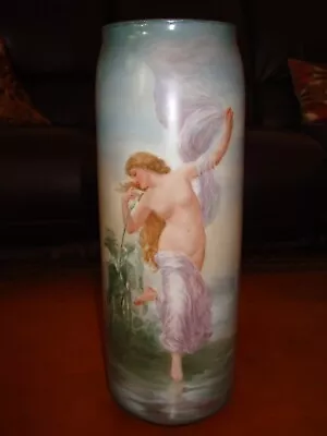 Antique Limoges P.l. Hand Painted Vase Nude Woman Figural Portrait 11 1/4  • £434.31