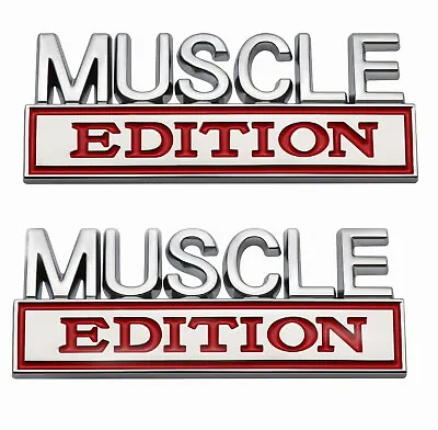 2pc MUSCLE  EDITION EMBLEM 3D Badge Nameplate Car Truck SUV (red Chrome) • $15.99