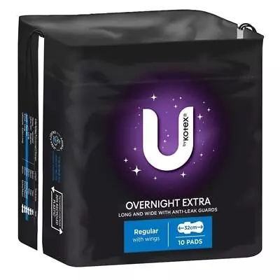 U By Kotex Extra Overnight Pads Wing 10 Pack • $5.49