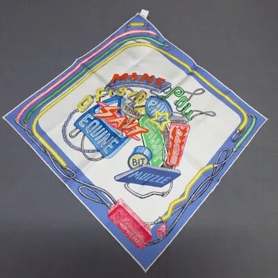 Auth HERMES Petit Carre - White Blue Multi Scarf • $199