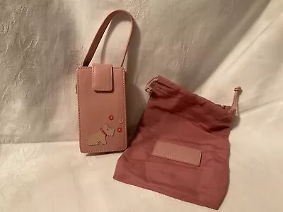 A Vintage Pink Radley Leather Mobile Phone Case Or Tissue Holder With Dust Bag • £9