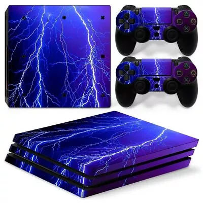 $11.24 • Buy Lightning Blue Sky Sticker Decal Cover Vinyl Skin For PS4 Pro Console &2 Gampads