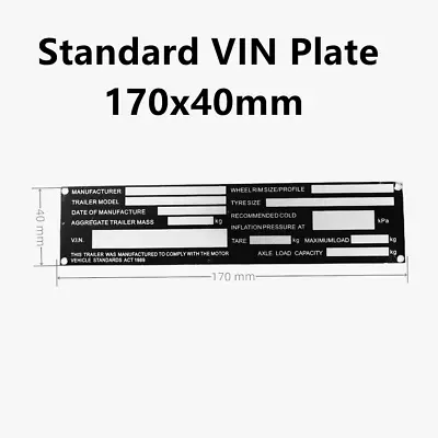 $4 • Buy Trailer VIN Number Plate Blank Compliance ID Tag Black Aluminium Caravan Small