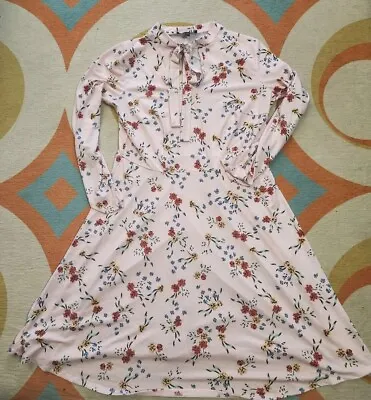 Eloquii Pink Tie Neck Floral Dress Size 14 • $18