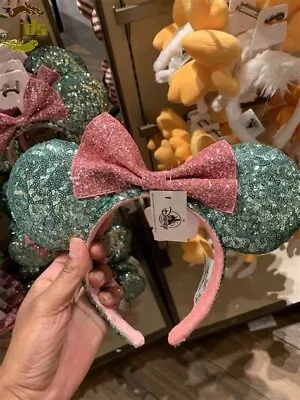 Disney Parks Bow Sequins Rare Mickey Minnie Mouse Ears Pink Sugar Rush Headband • $16.49