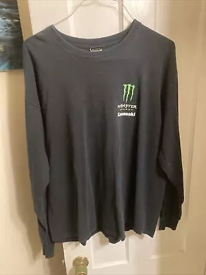 Kawasaki Monster Energy Racing Long Sleeve T-Shirt Size XL Black Vintage Y2K • $30