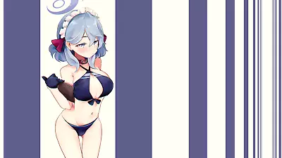 Anime Bikini Blue Hair Ornament Ribbon Maid Headband Custom Gaming Mat Desk • $34.99