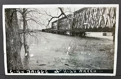 C&NW Railroad Bridge Real Photo Postcard RPPC  Nebr. • $19.95