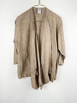 La Fixsun Sz M Linen Crinkle Open Front Cardigan Lagenlook Lightweight • $31.87