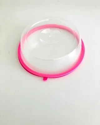 Plastic Microwave Plate Cover Clear Steam Vent Splatter Cover Lid Small Pink • $6.99