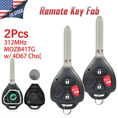 2 For 2005-2012 Scion TC Car Ignition Key Keyless Entry Remote Fob 3B 4D-67 Chip • $19.75