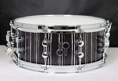 Sonor SQ2 14x6 Maple Med Ebony White Stripes In&Out Semi Gloss Chr Hrdwr Snare#3 • $945.42