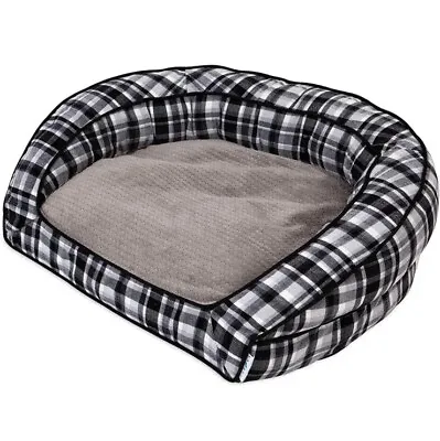 La-Z-Boy Spencer Black & White Plaid Tucker Sofa Dog Bed 33” X 30” • $209.99