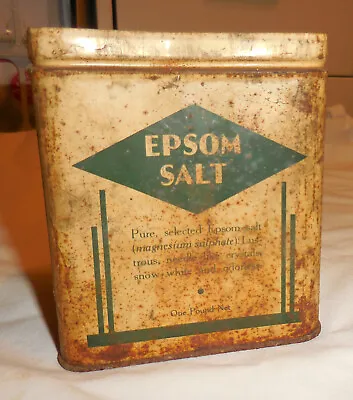 1 Epsom Salt Empty Tin Can No Lid One Pound Net Size VTG Ad • $6.64