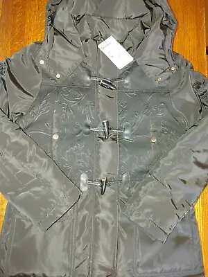 $149.99 • Buy Desigual Womens 44 US 4 Xs Black Padded Coat Jacket Floral Stitch Hooded Sialuk