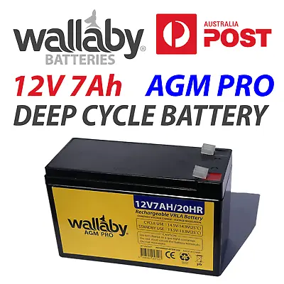 Wallaby AGM PRO 12V 7Ah AGM Battery SLA Deep Cycle Solar Camping Marine 4WD • $27.95