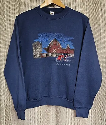 Vintage 90s Case Tractor Barn Crewneck Sweatshirt Size Large Iowa Made In USA • $19.99