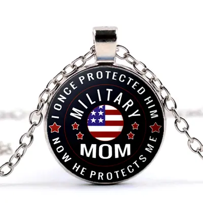 PROUD MOM US ARMY NAVY MILITARY VET MARINE Charm Sterling Silver 925 18  Chain • $13.99
