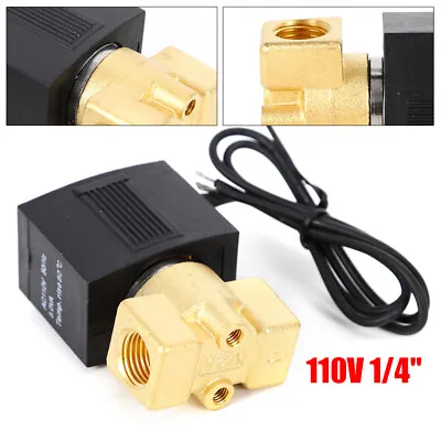 1/4in  AC Brass Electric Solenoid Pneumatic Valve NPT Air Gas Water N/C 110-120V • $21.85