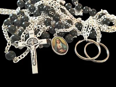 BELT HABIT ROSARY  Our Lady Of The Seven Sorrows Black Pearl Mater Dolorosa • $49.99