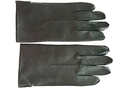 Vintage  Black Vinyl 100% Cotton Lined Interior Men's Vented Gloves Size  Medium • $18