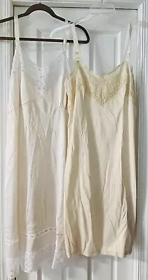 Vintage Full Slip 100% Nylon Lace Size 42 Lot Of 2 Wonder Maid Made InUSA Pretty • $59.99