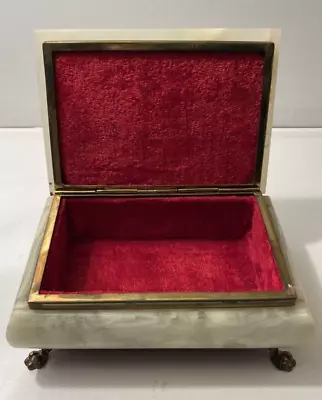 Vintage Marble Hinged Jewelry Box With Brass Claw Feet Ten Thousand Villages • $65