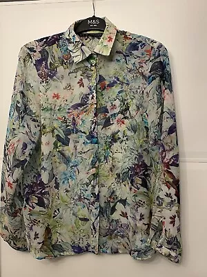 Ladies ZARA Multi Floral Print Satin Shirt Blouse Size M UK 12 • £7.95