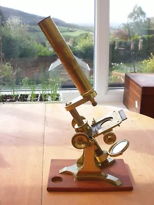 Antique Ross Pattern Bar Limbed Microscope. With Slides. • $13.06