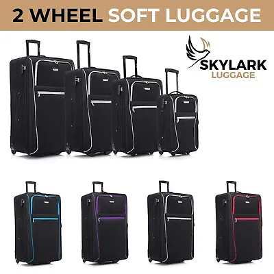 Suitcase Soft Luggage Lightweight 2 Wheel Travel Cabin M L XL 20/24/29/32  • £49.99