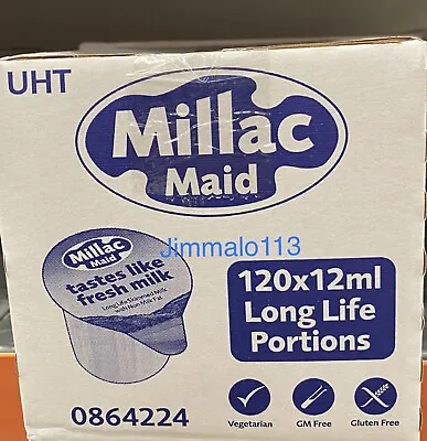 Millac Maid Skimmed Milk Jiggers 120 X 12ml Cafe Catering Camping Travel 12/2023 • £9.90