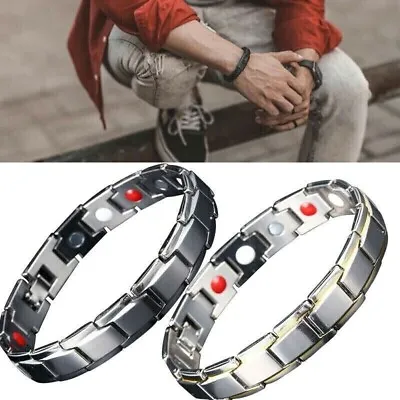 Mens Magnetic Bio Energy Double Strength Bracelet  Health Arthritis Pain Relief • £6.39