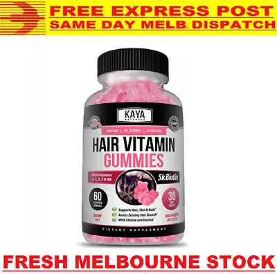 HAIR VITAMIN GUMMIES 5000mcg Biotin HAIR GROWTH FORUMLA 60 Caps - FREE EXPRESS • $39.50