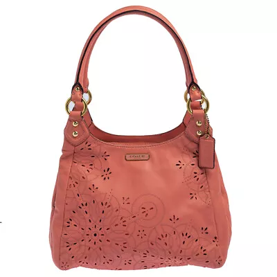 Coach Pink Leather Floral Laser Cut Hobo • $234.15