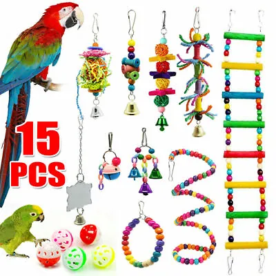 15 Pcs/Set  Parrot Toys Metal Rope Small Ladder Stand Budgie Cockatiel Cage Bird • £11.29