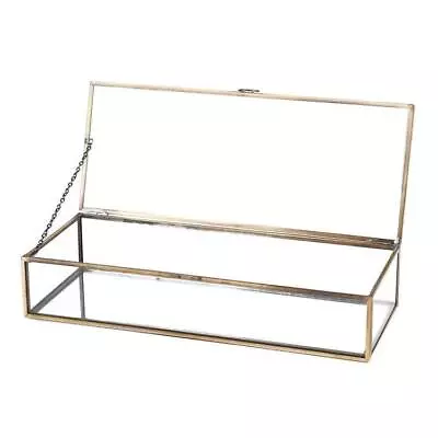 Vintage Style Brass Metal & Mirrored Glass Display Case With Hinged Top Lid • $37.99