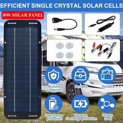 UK 30W Solar Panel Kit Trickle Battery Charger 12 Volt  For Car Van Caravan Boat • £13.99