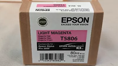 05-2014 Genuine Epson Pro 3800 Only Light Magenta  Ink  T5806 T580600 • $29.95
