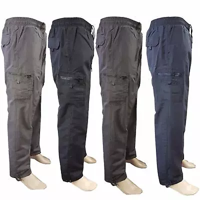 Mens Thermal Fleece Lined Elasticated Cargo Combat Work Walking Trousers Pants  • £15.99