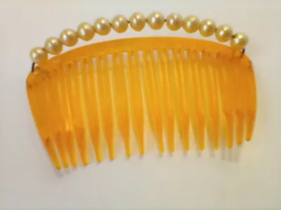 Vintage Hair Comb With Faux Pearls • $14.99