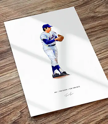 Tom Seaver V1 New York Mets 1969 Baseball Illustrated Print Poster Art • $19