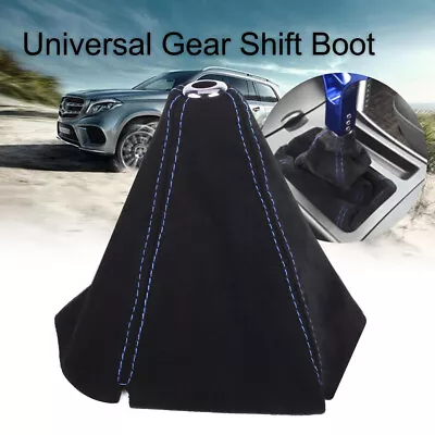 1x Car Suede Leather Manual Gear Stick Shift Knob Boot Cover Blue Accessories • $5.11