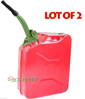 Lot Two RED 5 Gallon Jerry Can Gasoline Steel Tank Military Style W/Green Spout • $69.99