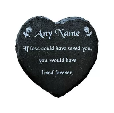 Personalised Engraved Slate Stone Heart Memorial Statue Grave Marker Plaque Gift • £8.99