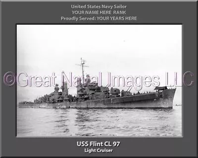 USS Flint CL 97 Personalized Canvas Ship Photo Print Navy Veteran Gift • $39.95