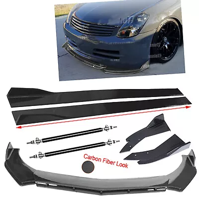 For Infiniti G35 G37 Carbon Fiber Front Bumper Lip Splitter Side Skirt Body Kits • $129.99