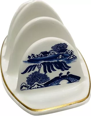 £5 • Buy Vintage Ringtons Blue & White Willow Pattern Toast Rack Made By Wade Ceramics 